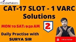 CAT VARC Class | CAT2020 Preparation | CAT-17 SLOT-1 VARC Question Practice-2 | By Surya Sir