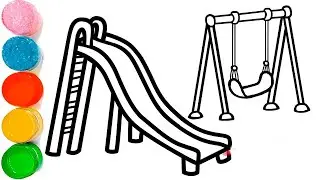 How To Draw a Slide & Swing Cradle Drawing | Playground Slide & Swing Cradle Drawing For Kids