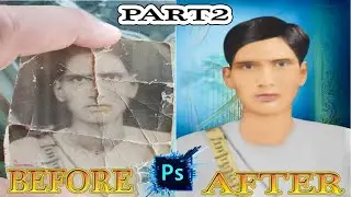Damage photo repair in Photoshop and color tutorial  old photo healing brush clone stamp Part 2