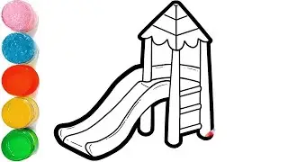 How To Draw a Playground Slide Drawing | Beautiful Slide Drawing | Children Park Slide Drawing