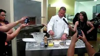 Walter Manzke demo'ing flabread flambe