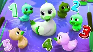[1-Min Loop] 5 Little Ducks Go Splash Splash 🦆🎵 Fun Nursery Rhymes Lyrics Cute 3D Animation for Kids