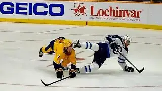 Ellis takes skate to the face but gets lucky, skates off