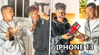 CASSER LE TÉLÉPHONE DE MON PETIT FRÈRE ET LUI OFFRIR L'IPHONE 13 !