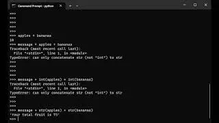 Python Interpreter - Concantenate Strings and Integers 2/12