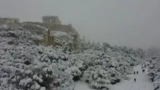 Athens sees most intense snowfall in a decade