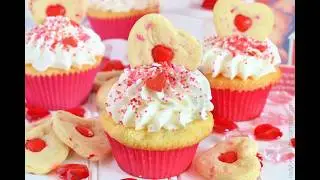 Strawberry Cream Filled Shortcake Cupcakes
