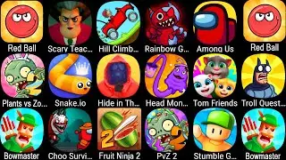 Red Ball, Bowmaster, Plants vs Zombies, Snake Io, Ninja Fruit, Supreme Stickman