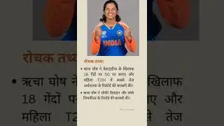 ऋचा घोष ने बनाया रिकॉर्ड।#currentaffairs#cricketfans #shorts#foryou#facts #forpage#examprep #cricket