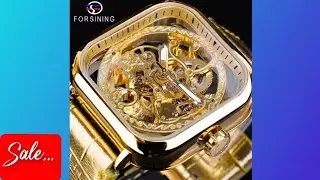 Forsining Fashion Luminous Hands Gold Leather Transparent