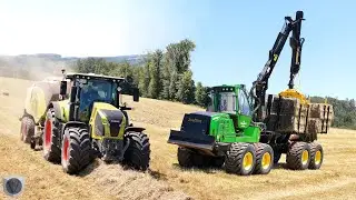 Ballen laden mit JD 1910G RÜCKEZUG | Siloballen 2024 mit CLAAS und FENDT Schleppern [4K]