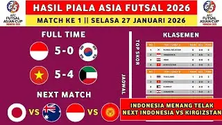 Hasil Piala Asia Futsal 2026 - Indonesia vs Korea Selatan - Klasemen Piala Aasia Futsal 2026 Terbaru