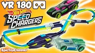 HOT WHEELS Speed Chargers LED Racers Figure 8 Raceway a VR180 Hot Wheels Race Video