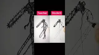 Teacher vs Student ChainsawMan drawing challenge 😳 #drawing #art