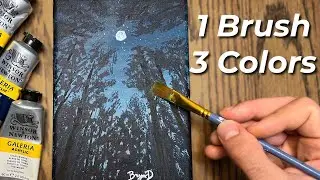Easy Moonlight Forest Acrylic Painting | Perfect for Beginners