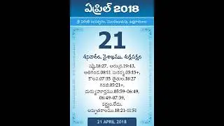 Panchangam April 21, 2018 Telugu Daily Calendar.