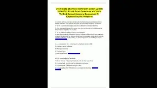 Cvs Florida pharmacy technician Latest Update 20242025 Actual Exam Questions and 100 Verified Correc