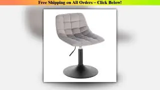 WOLTU 1PC Bar Stool Velvet/Chenille 360 Swivel Kitchen Chair Height-Adjustable Kitchen Stool with