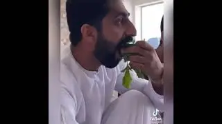 Guy eating leaf and yelling like a goat