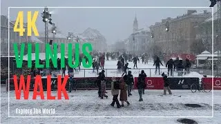 Insta360 Go Ultra | Lithuania 4K • Vilnius Walk through Snowy Main Streets of the Old Town