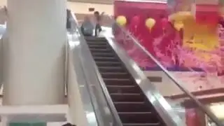 rat on an escalator / Крыса попыталась забраться вверх по эскалатору