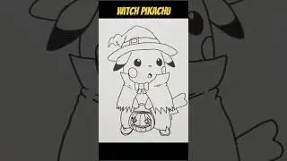 How To Draw Witch Pikachu | Halloween Drawing #shorts #drawing #pikachudrawing #halloween