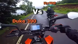 Rx100 Vs Ktm Duke 390 Race | Rx Vs Duke 390 Drag Race | Rx200 Power Full Machine 😦💥 | #rx100 #duke