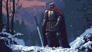 Peaceful Winter Night, Knight Standing Alone On The Hill...(Medieval Background Music)
