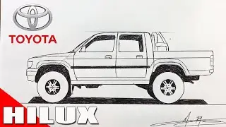 Como DIBUJAR una CAMIONETA TOYOTA HILUX - FÁCIL