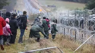 Migrants attack Bruzgi checkpoint to cross into EU (Belarus-Poland border)
