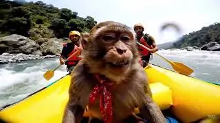 Water ride monkey #monkey #monkeyvideo #viralshorts #new #ai cartoon #video