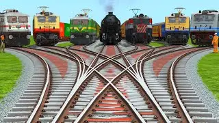 7 Trains Crossing At Bumpy Curves Realistic Railroad || train simulator new update android 