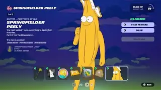 Fortnite gameplay of the Springfielder Peely Set (Fortnite X The Simpsons BattlePass) (The Simpsons)