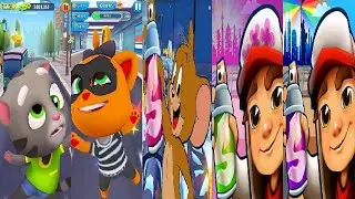 Subway Surfers 2022 VS  2023 VS TALKING TOM GOLD RUN  Panda Run koko the robber tom and jerry jungle