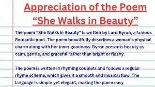 Appreciation of the Poem &ldquo;She Walks in Beauty&rdquo;