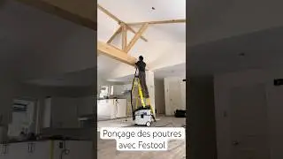 Pon&ccedil;age avec outils Festool. Ponceuse et vacuum.