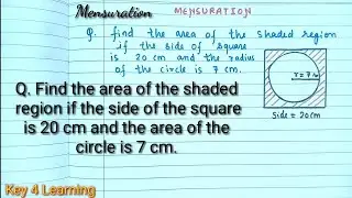 Mensuration Q. Find the area of the shaded region if the side of the square is 20 cm and