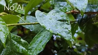 Soothing ASMR Rain Sounds | Close-Up View of Wet Flowers & Green Leaves