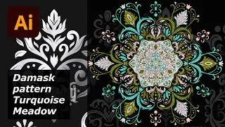 Weaving Together Art and Nature: Damask Pattern Turquoise Meadow Mandala Drawing