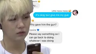 BTS text - The kitty has a gun?!