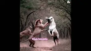 WHITE HORSE WITH LION #nature #forest#lions