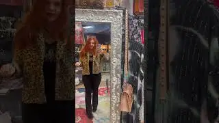 Leopard furry coat w black/red lace inside