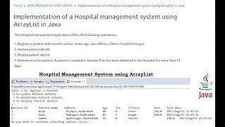 Implementation of a Hospital management system using ArrayList in Java