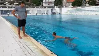 Водное поло. Разминка на воде. Water polo training by Pavel Khalturin, short  warm-up in pool.
