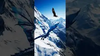 dragon and eagle flying #dragon #eagle #snow #mountains #beautiful #view #enjoy