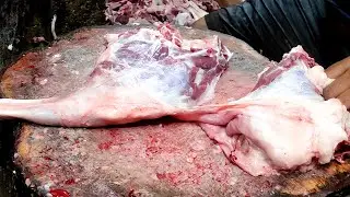 Nice Cutting Style | Big Goat Meat Cutting By Expert Mutton Cutter | Amazing Mutton Cutting Skills