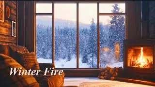 Cozy Fireplace & Snowfall Sounds (8 Hours) | Winter Cabin Ambience for Sleep & Relax