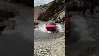 Chandratal water crossing Jeep Compass