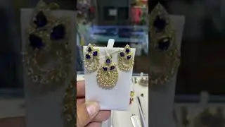 Blue sapphire, Diamond and 18K gold jewelry set #Shorts