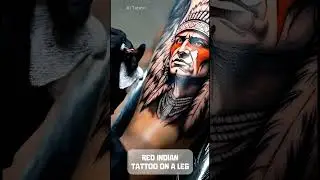 Red Indian tattoo on a leg by AI Tattoo